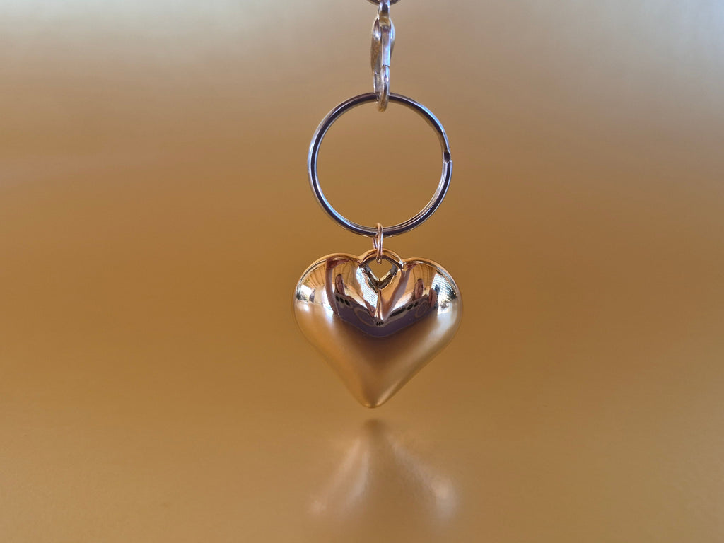 Gold color Heart charm and keychain set