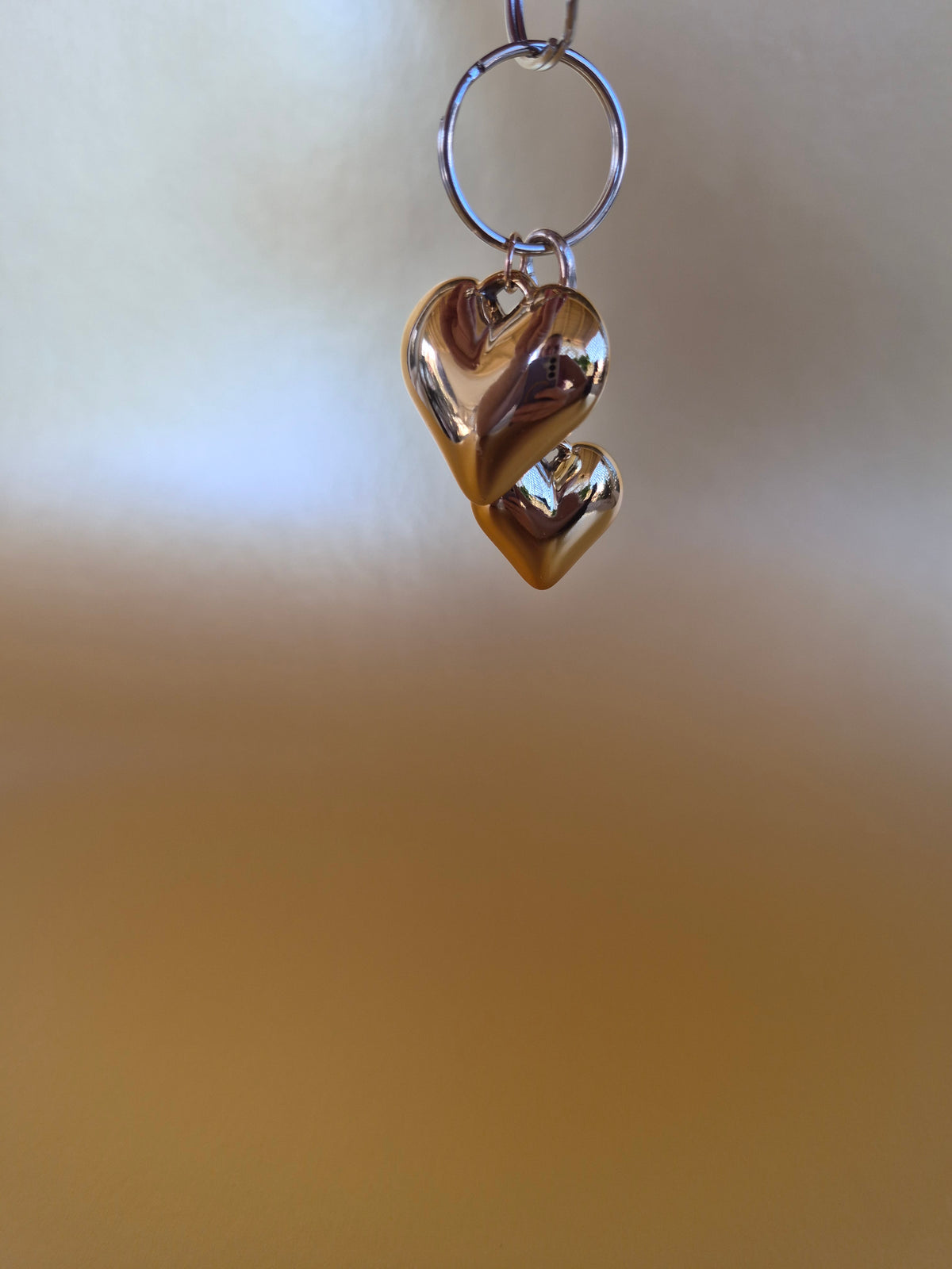 Gold color Heart charm and keychain set