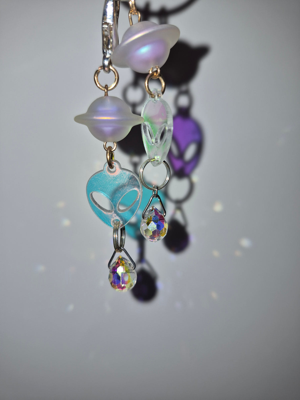 Alien and planet Keychain and charm sun catcher set