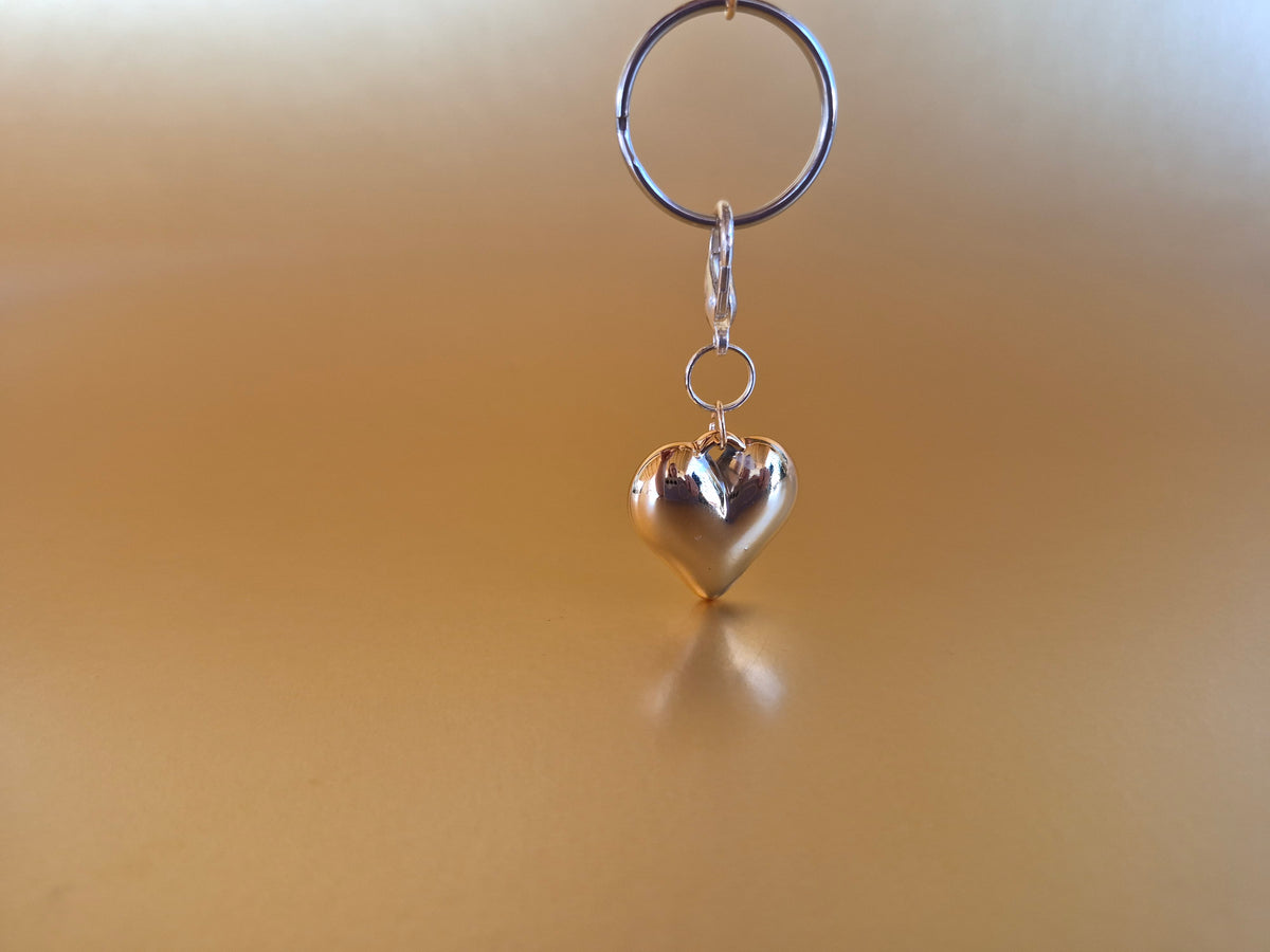 Gold color Heart charm and keychain set