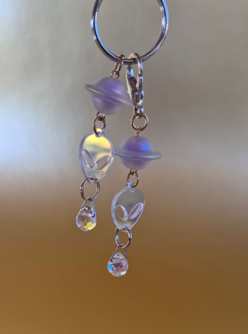 Alien and planet Keychain and charm sun catcher set