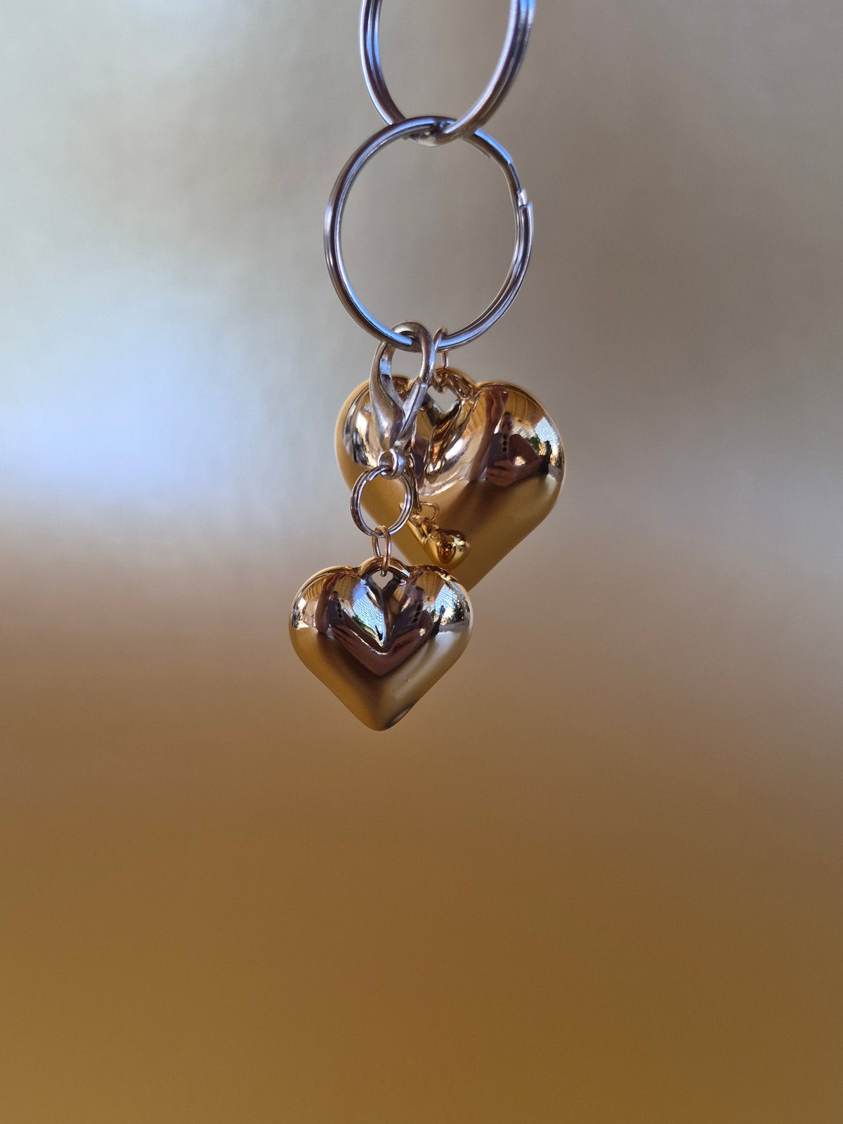 Gold color Heart charm and keychain set
